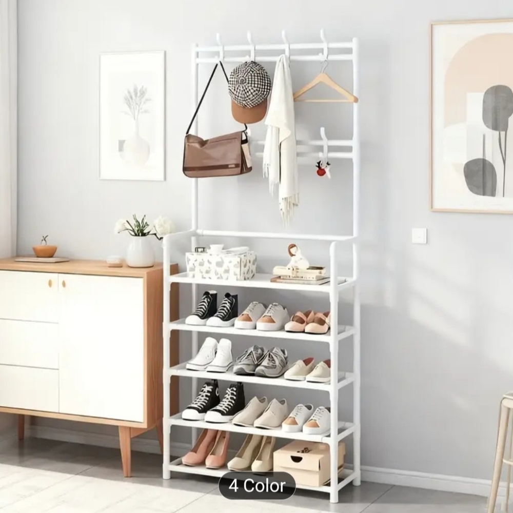 NIB 5 TIER SHOE HOLDER ORGANIZER WHITE PURSES HOOKS JACKETS 🥼👛 🔑 🗝